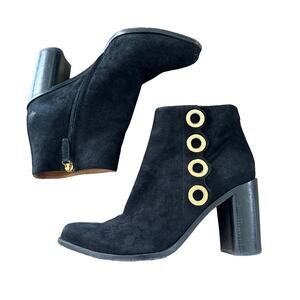 Chloe Grommet Black Suede Ankle Boots